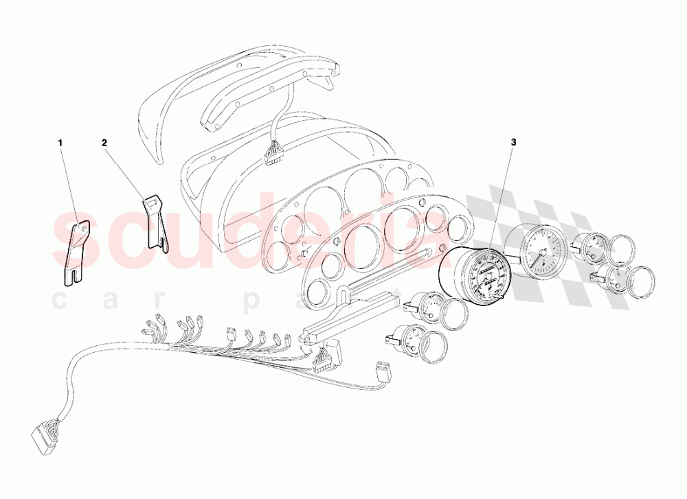 Dashboard Instruments (Valid for R.H.D. Version - April 1994) of Lamborghini Lamborghini Diablo VT (1993-1998)