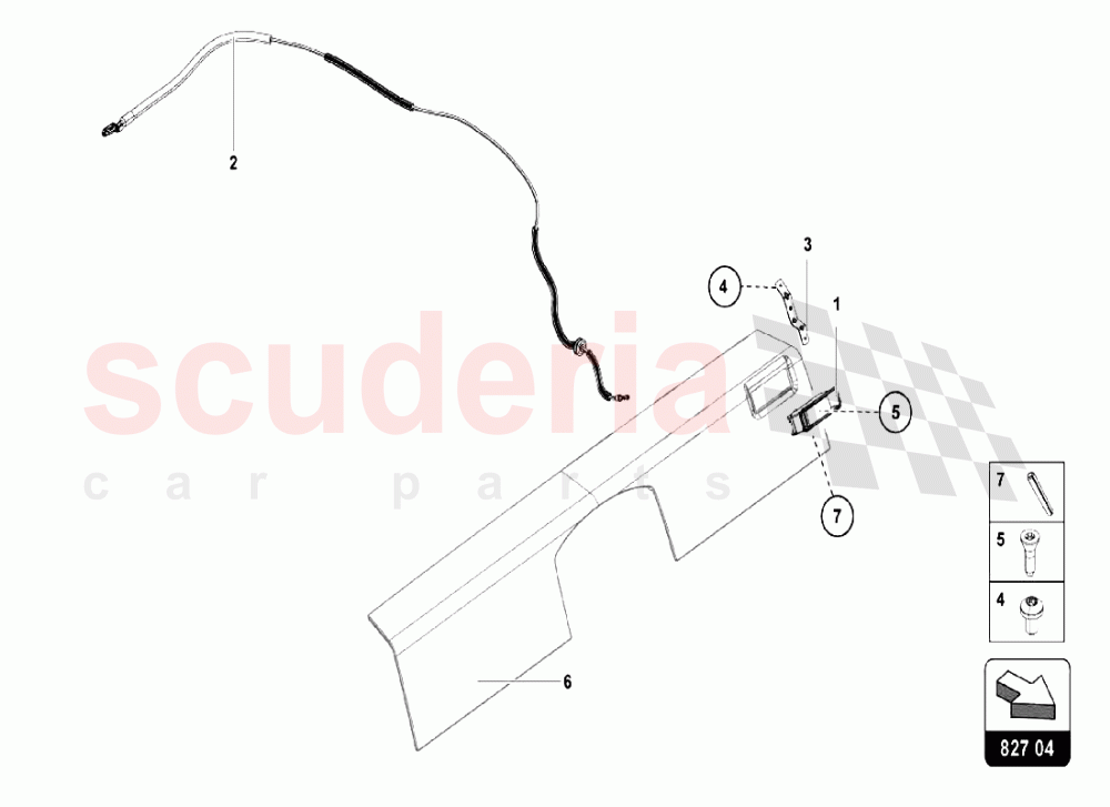 RELEASE LEVER FOR REAR LID of Lamborghini Lamborghini Aventador LP750 SV Coupe