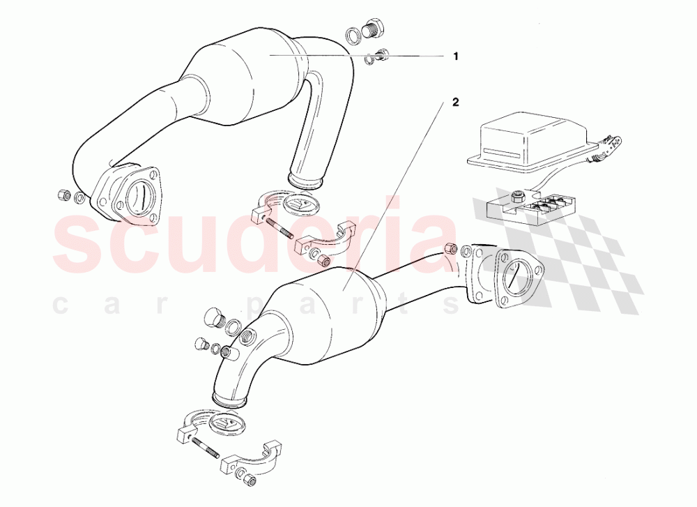 Exhaust System (Valid for USA and Canada 1998) of Lamborghini Lamborghini Diablo VT Roadster (1998-2000)