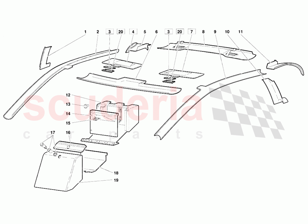 Passenger Compartment Trim (Valid for June 1992 Version) 2 of Lamborghini Lamborghini Diablo (1990-1998)