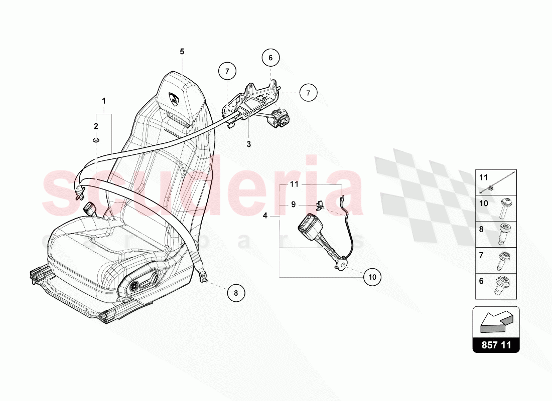 THREE-POINT SAFETY BELT POST of Lamborghini Lamborghini Urus