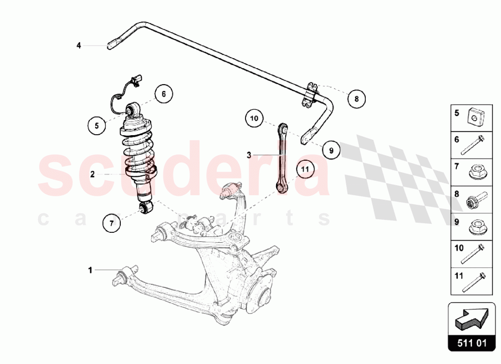 Rear Suspension of Lamborghini Lamborghini Huracan LP640 Performante Coupe