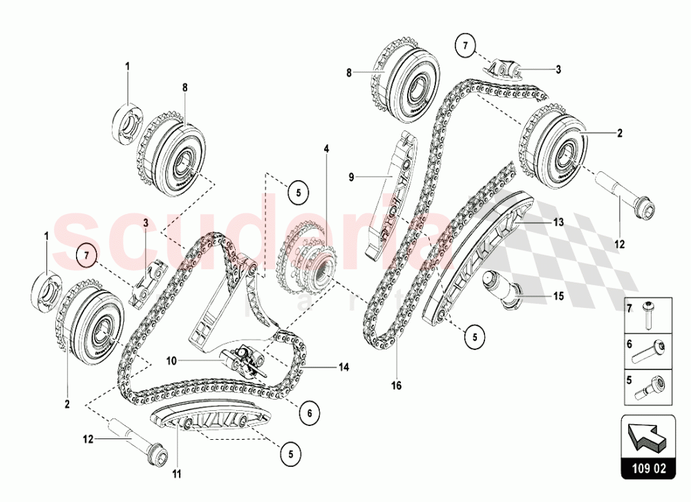 UPPER HEAD TIMING SYSTEM of Lamborghini Lamborghini Aventador LP720 Roadster