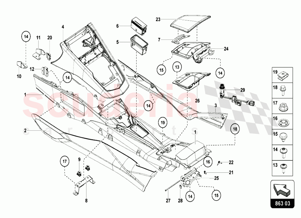 REAR TUNNEL of Lamborghini Lamborghini Aventador LP720 Roadster