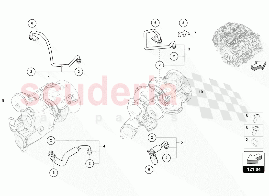 COOLANT COOLING SYSTEM FOR TURBOCHARGER of Lamborghini Lamborghini Urus