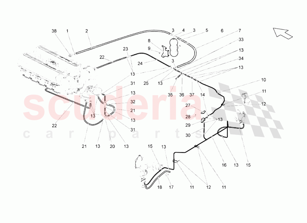 Exhaust System of Lamborghini Lamborghini Gallardo (2003-2005)