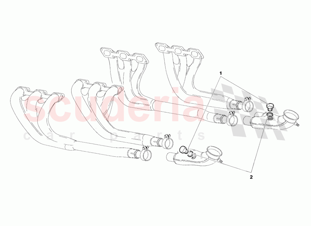 Exhaust System (Valid for Saudi Arabia - March 1997) of Lamborghini Lamborghini Diablo SV (1995-1997)