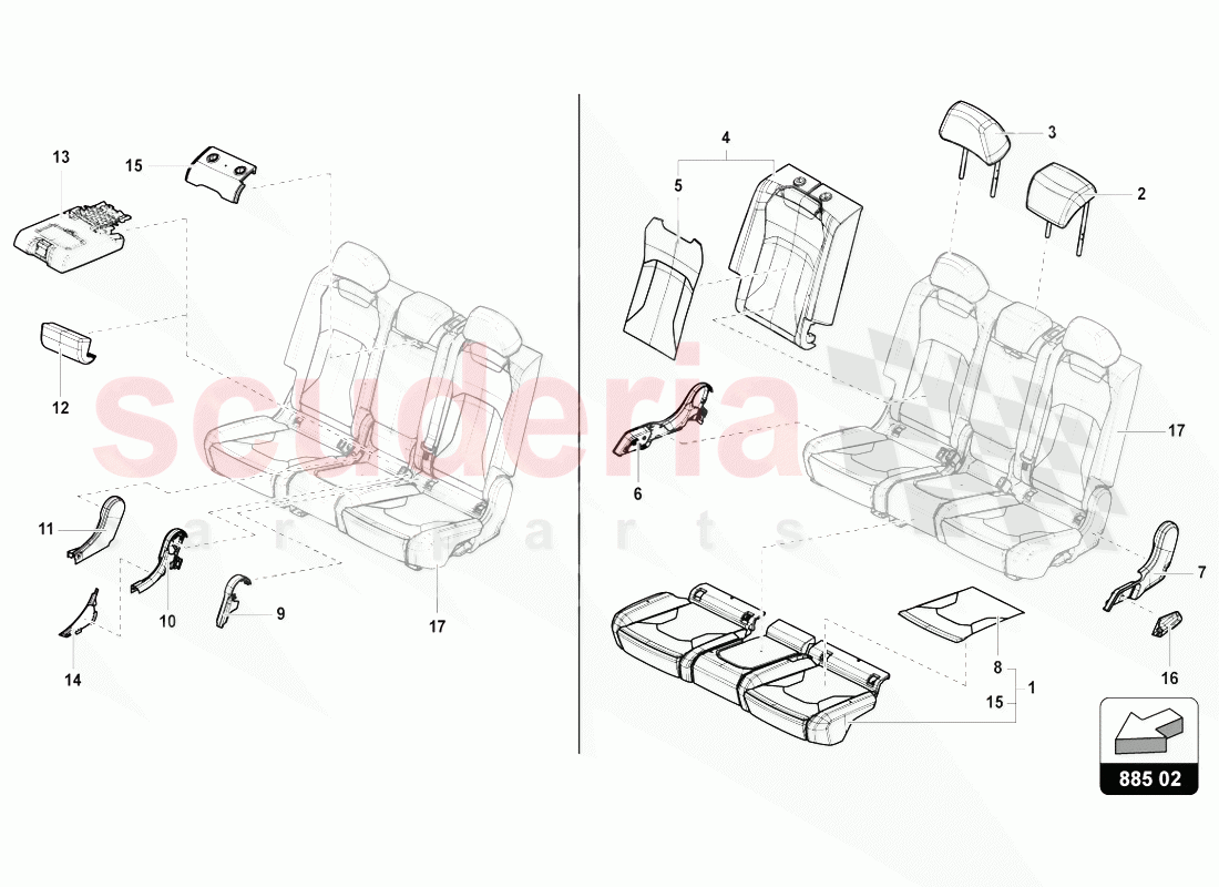 BENCH SEAT (3-SEATER) of Lamborghini Lamborghini Urus