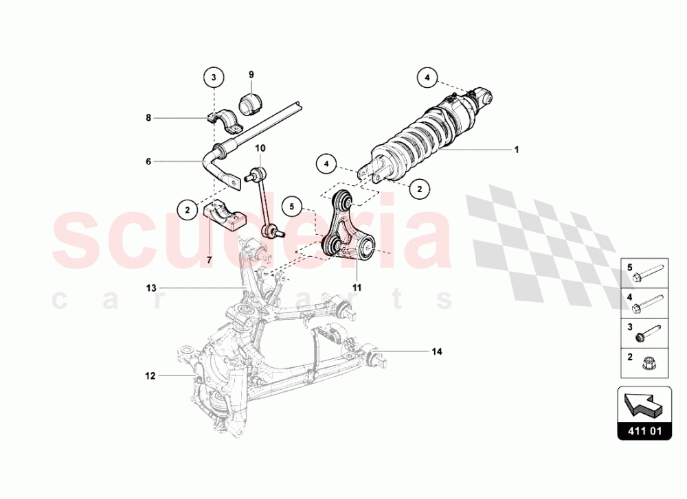 FRONT SUSPENSION of Lamborghini Lamborghini Aventador LP700 Roadster