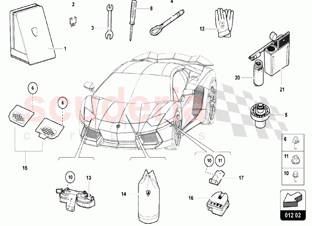 BOARD EQUIPMENT AND TOOLS 1 of Lamborghini Lamborghini Aventador LP750 SV Roadster