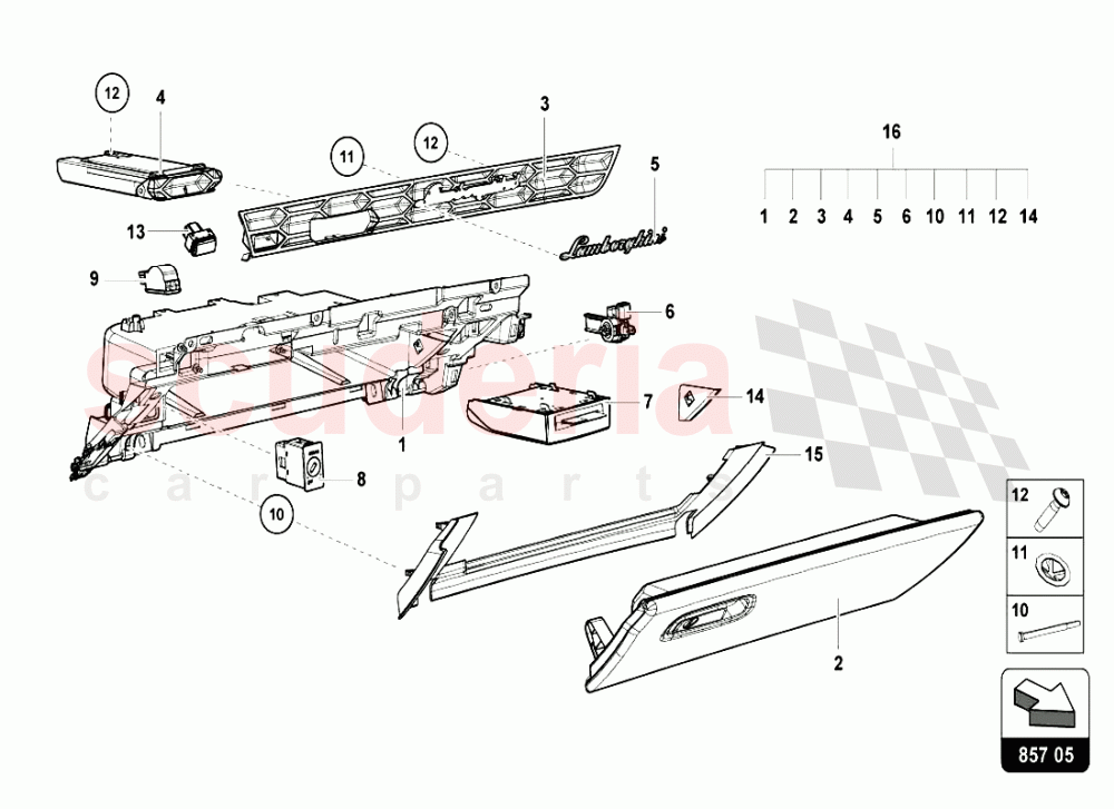 GLOVE COMPARTMENT ECE of Lamborghini Lamborghini Huracan LP610 Coupe