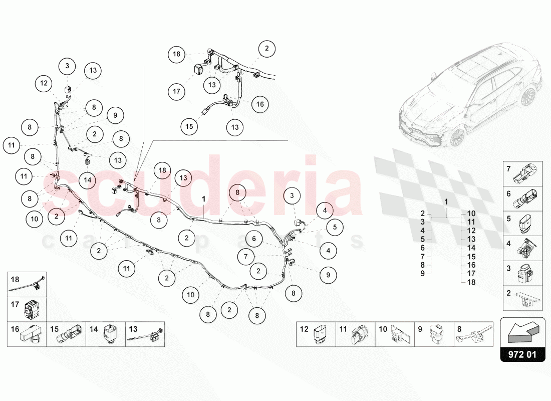 WIRING SET FOR BUMPER of Lamborghini Lamborghini Urus