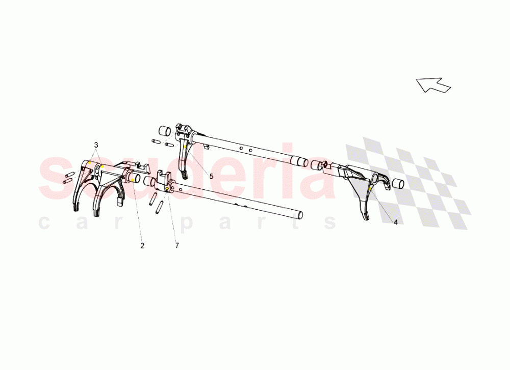 Gearbox Shifting Rods And Forks of Lamborghini Lamborghini Gallardo Superleggera