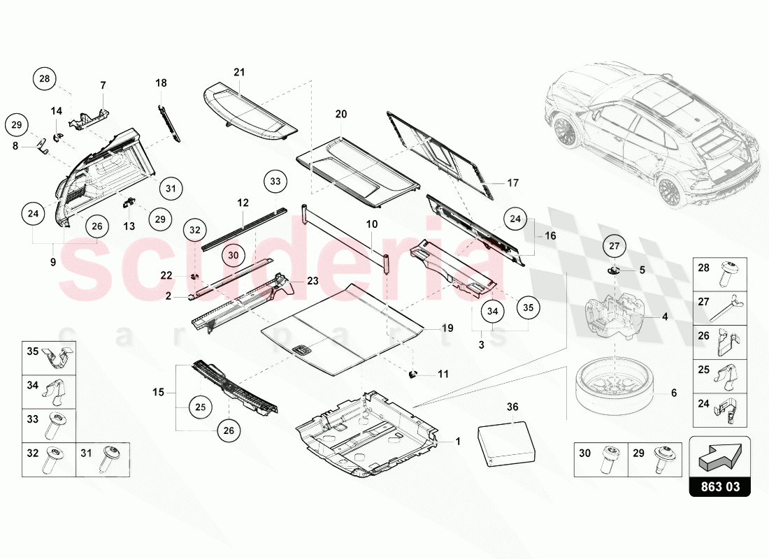 LUGGAGE COMPARTMENT LINING of Lamborghini Lamborghini Urus