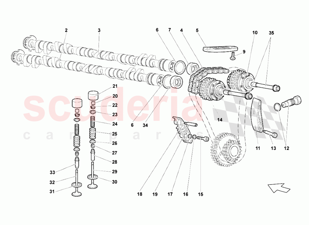 Right Head Timing System 2 of Lamborghini Lamborghini Murcielago LP640