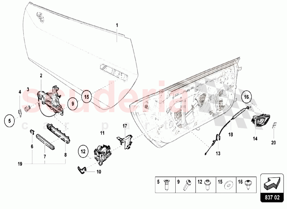 DOORS - HANDLE AND LOCK of Lamborghini Lamborghini Huracan LP610 Spyder