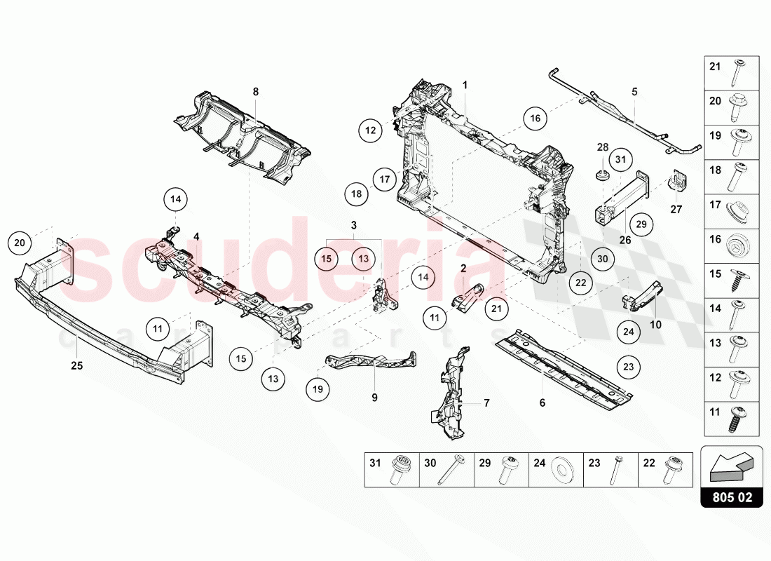 SUPPORT FOR COOLANT RADIATOR of Lamborghini Lamborghini Urus