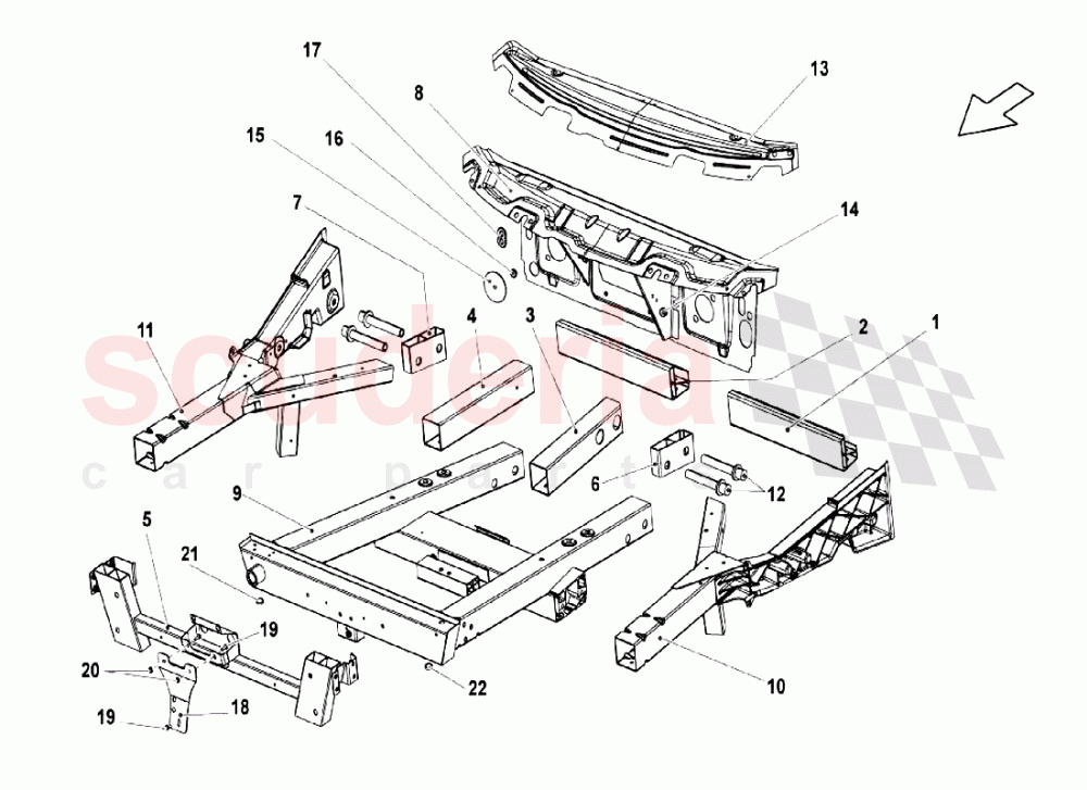 Frame Elements - Bodywork Front Part 1 of Lamborghini Lamborghini Gallardo LP550 Coupe