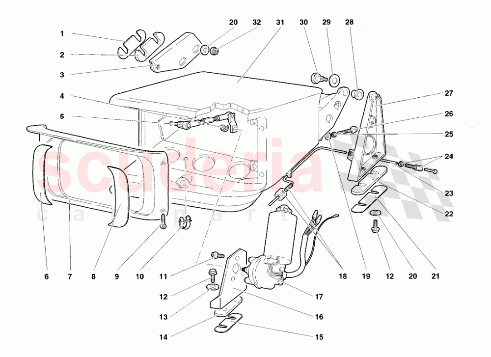 Head Lamp Lifting System of Lamborghini Lamborghini Diablo VT Roadster (1998-2000)