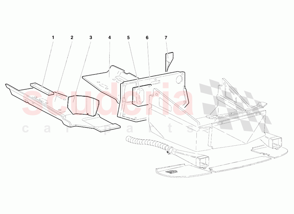 Frame Floor Panels (Valid for R.H.D. Version - January 1995) of Lamborghini Lamborghini Diablo SE30 (1993-1995)