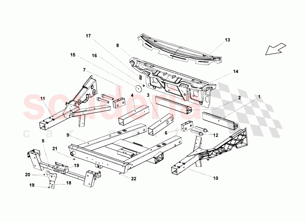 FRONT FRAME ELEMENTS 1 of Lamborghini Lamborghini Gallardo LP550 Spyder