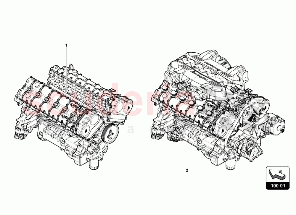 ENGINE of Lamborghini Lamborghini Aventador LP700 Roadster