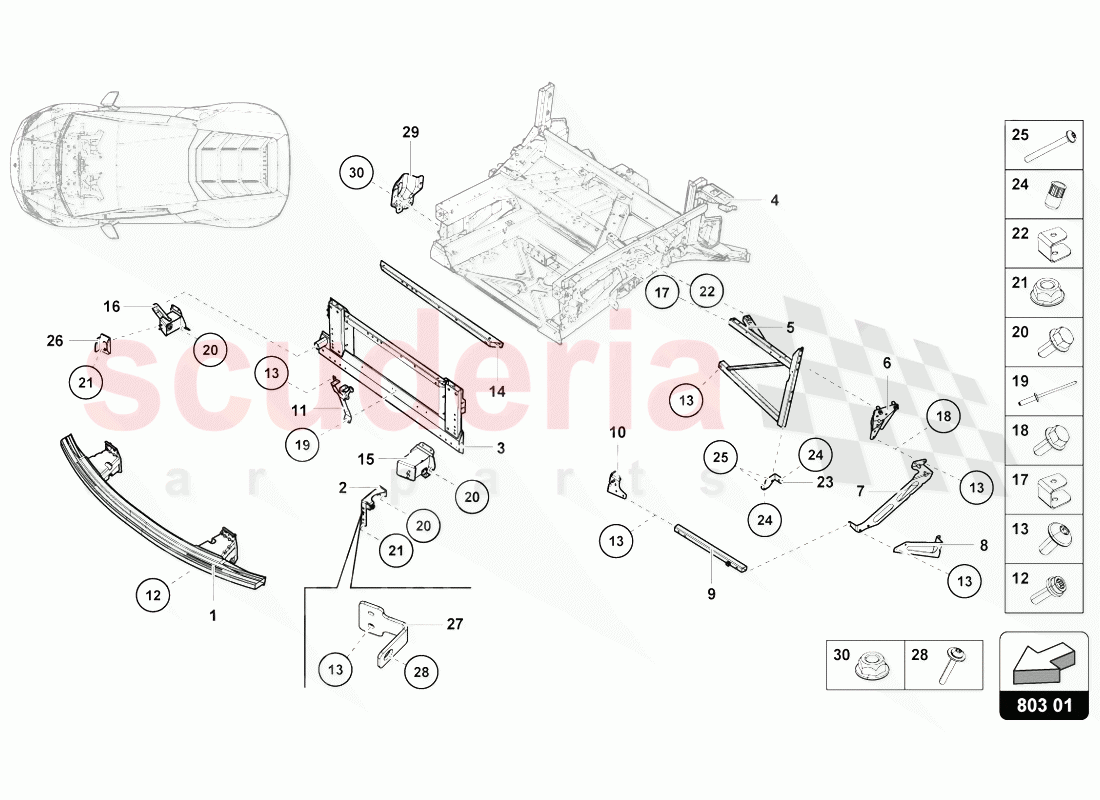 FRONT FRAME of Lamborghini Lamborghini Huracan Evo Spyder