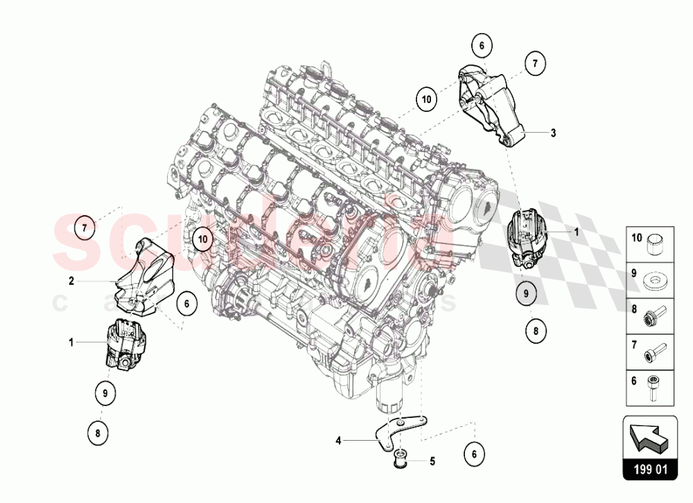 SECURING PARTS FOR ENGINE of Lamborghini Lamborghini Aventador LP720 Roadster