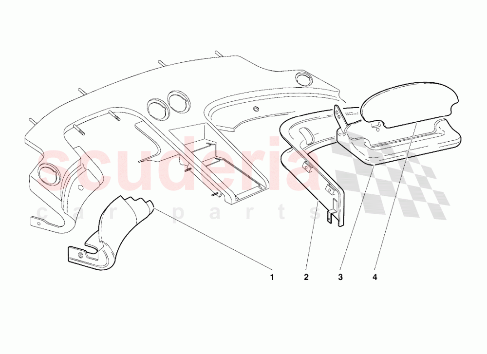 Passenger Compartment Trim (Valid for USA Version - September 1991) 1 of Lamborghini Lamborghini Diablo (1990-1998)