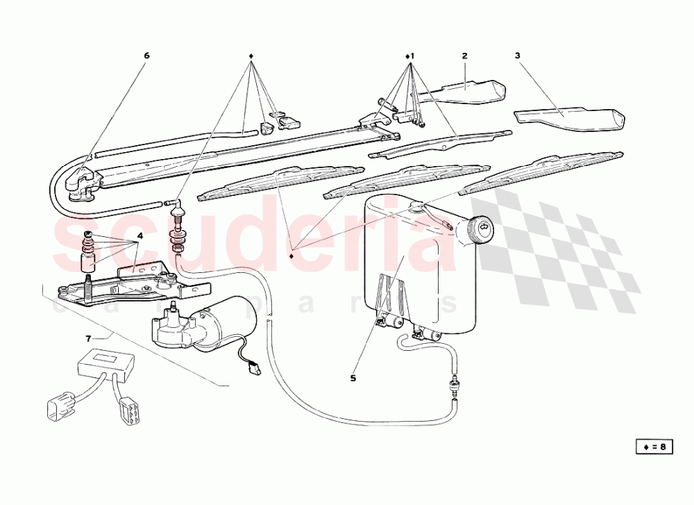 Windscreen Wiper (Valid for GB and Australia - July 1999) 1 of Lamborghini Lamborghini Diablo SV (1999)