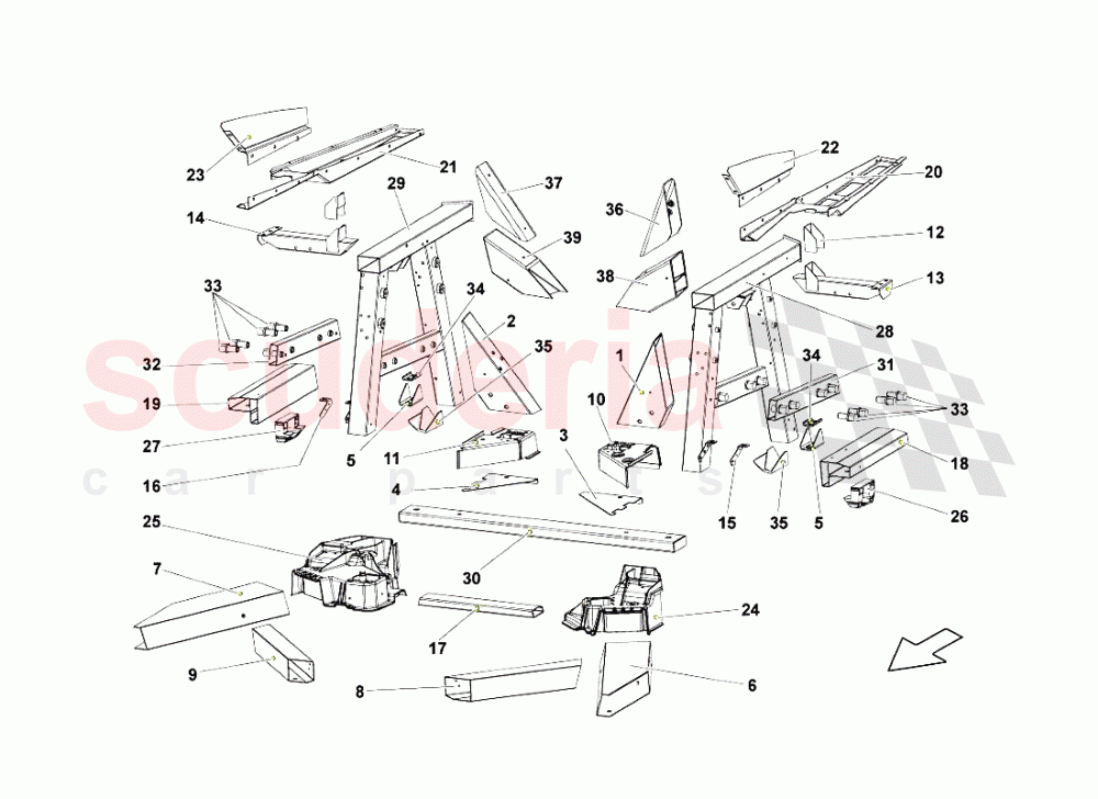 Rear Frame Elements 2 of Lamborghini Lamborghini Gallardo LP560 Coupe