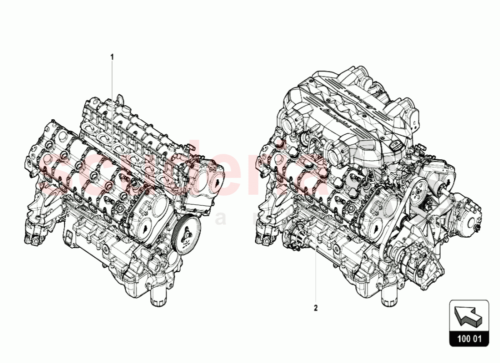 ENGINE of Lamborghini Lamborghini Aventador LP720 Roadster