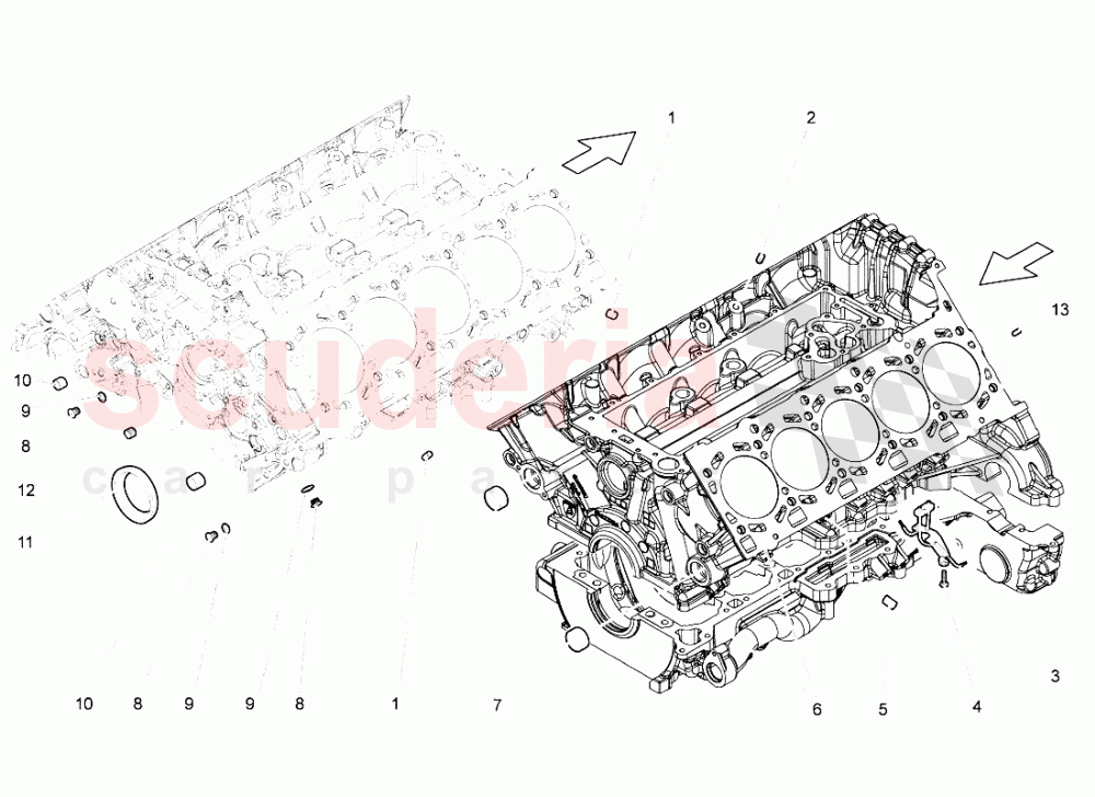 Crankcase of Lamborghini Lamborghini Gallardo Spyder