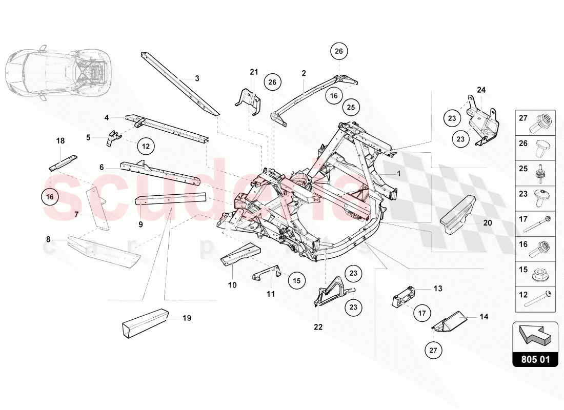 CHASSIS of Lamborghini Lamborghini Huracan Evo Spyder