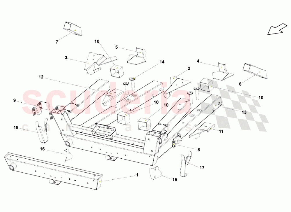 FRONT FRAME ELEMENTS 2 of Lamborghini Lamborghini Gallardo LP550 Spyder