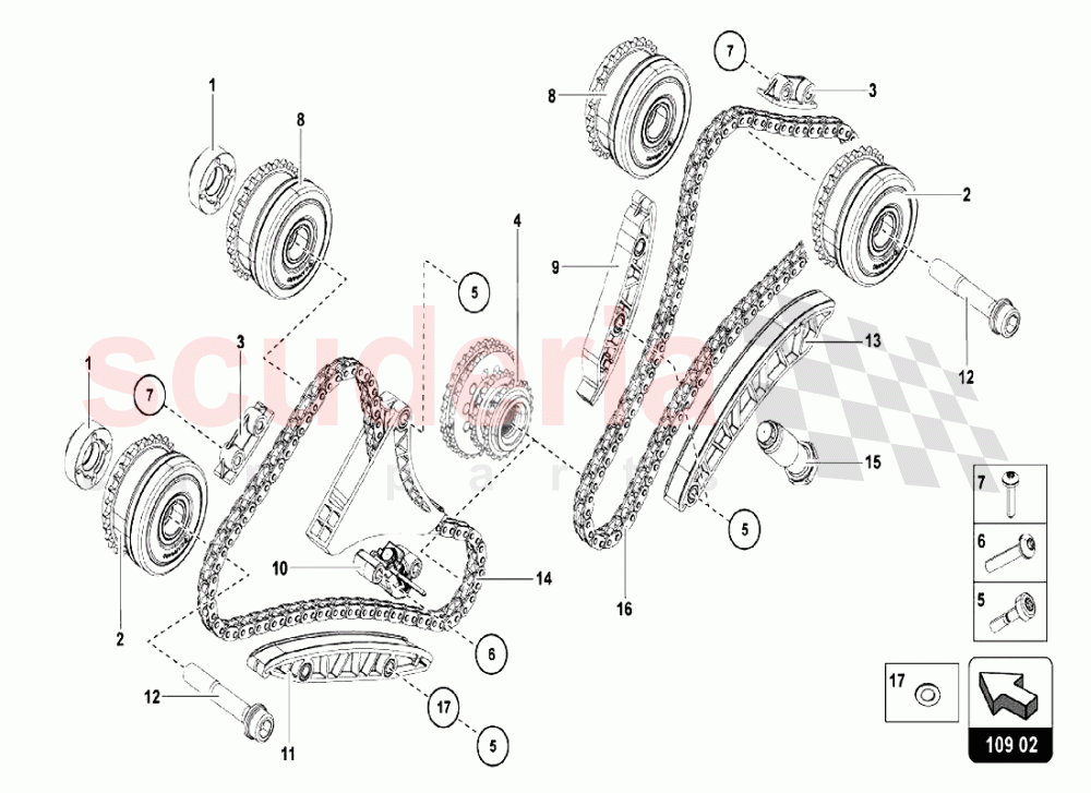 UPPER HEAD TIMING SYSTEM of Lamborghini Lamborghini Aventador LP750 SV Coupe