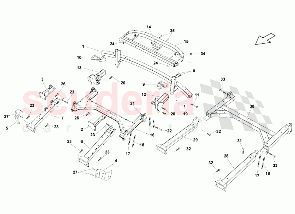 REAR FRAME ATTACHMENTS of Lamborghini Lamborghini Gallardo LP550 Spyder