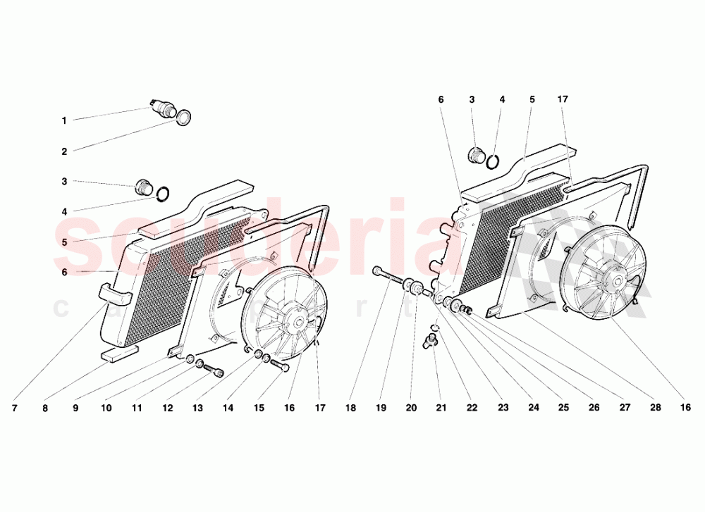 Radiators and Electro-Fans of Lamborghini Lamborghini Diablo VT (1993-1998)