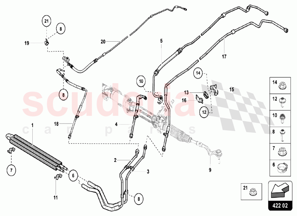 OIL COOLER - POWER STEERING of Lamborghini Lamborghini Aventador LP750 SV Roadster