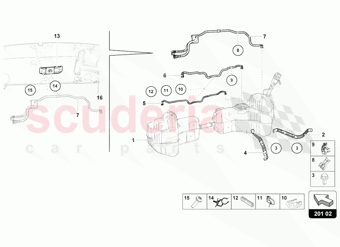 FOR FUEL TANK AND FUEL LINE FASTENERS of Lamborghini Lamborghini Huracan Evo Coupe