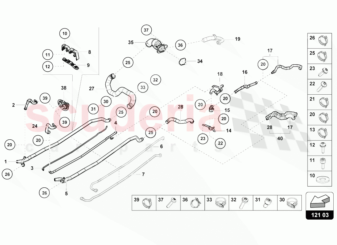 COOLANT HOSES AND PIPES of Lamborghini Lamborghini Huracan Evo Spyder