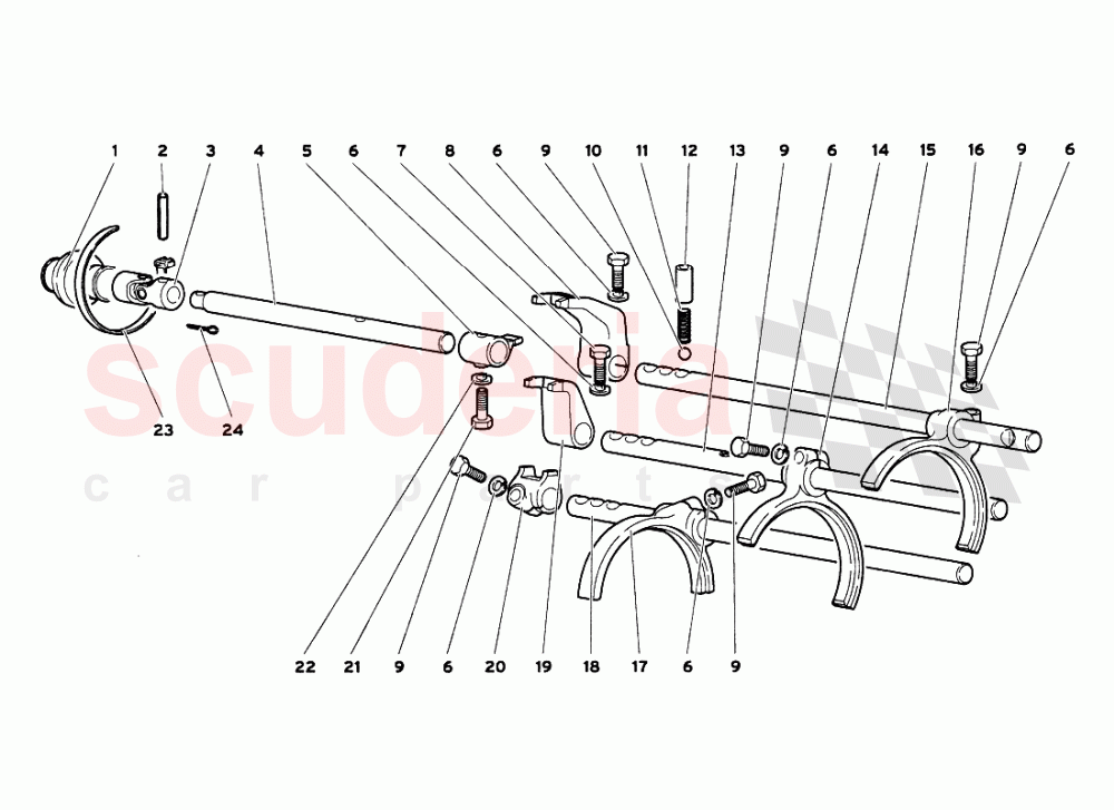 Gearbox Shifting Rods and forks of Lamborghini Lamborghini Diablo VT 6.0 (2000-2001)