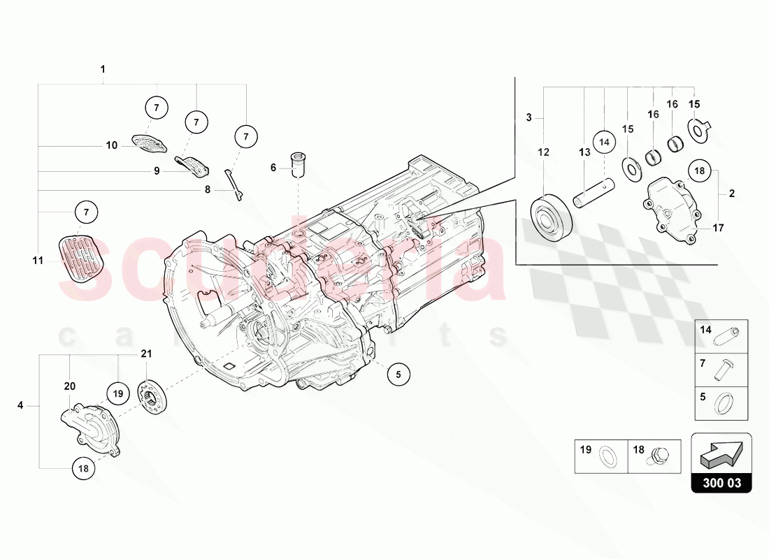 OUTER COMPONENTS FOR GEARBOX of Lamborghini Lamborghini Aventador LP770 SVJ Coupe