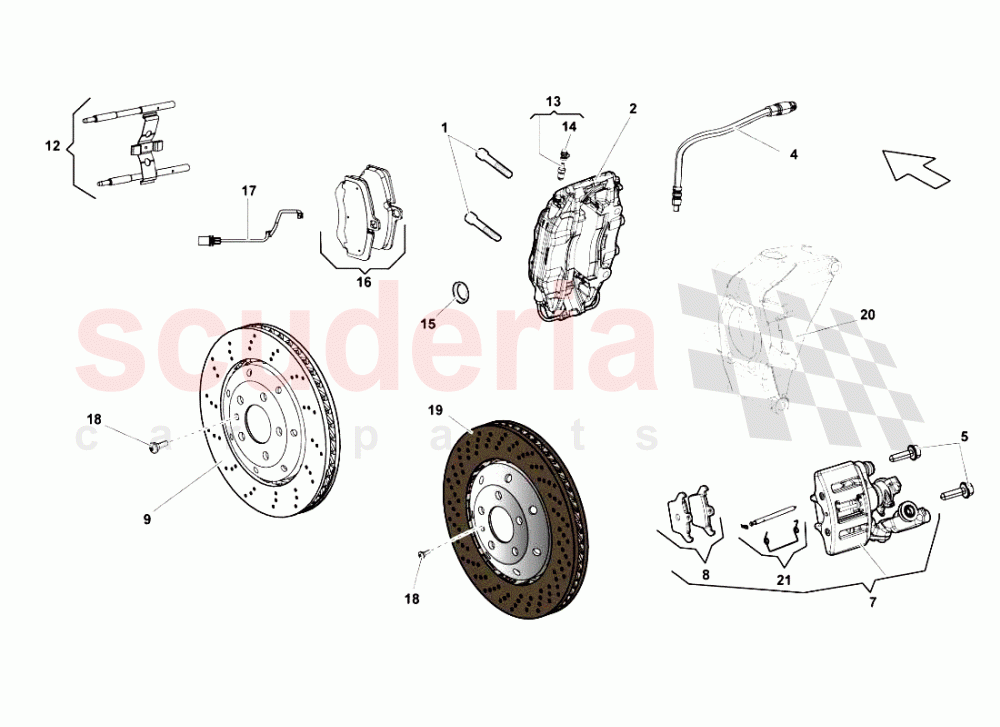 REAR BRAKES DISCS STD-CCB of Lamborghini Lamborghini Gallardo LP550 Spyder