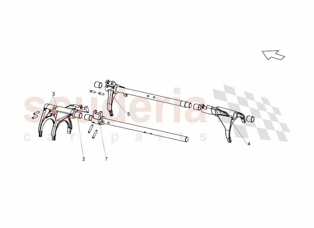 Gearbox Shifting Rods And Forks of Lamborghini Lamborghini Gallardo Spyder