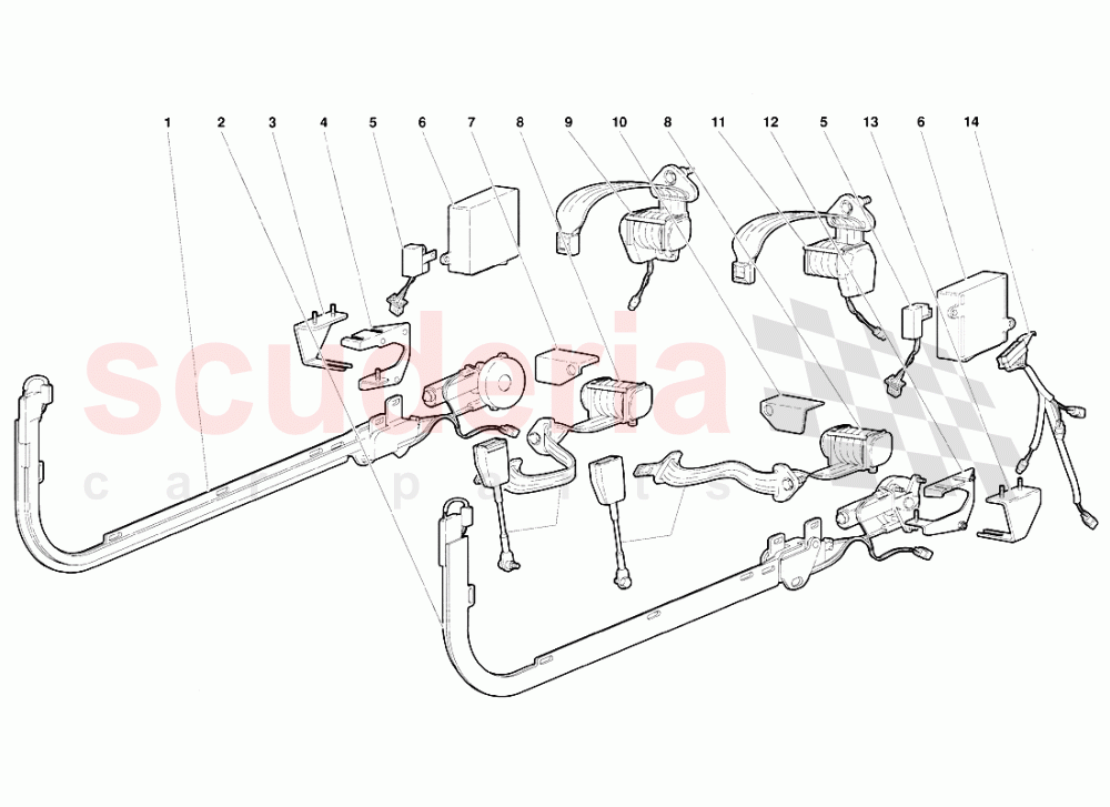 Passive Restraint Belts (Valid for USA Version - September 1991) of Lamborghini Lamborghini Diablo (1990-1998)