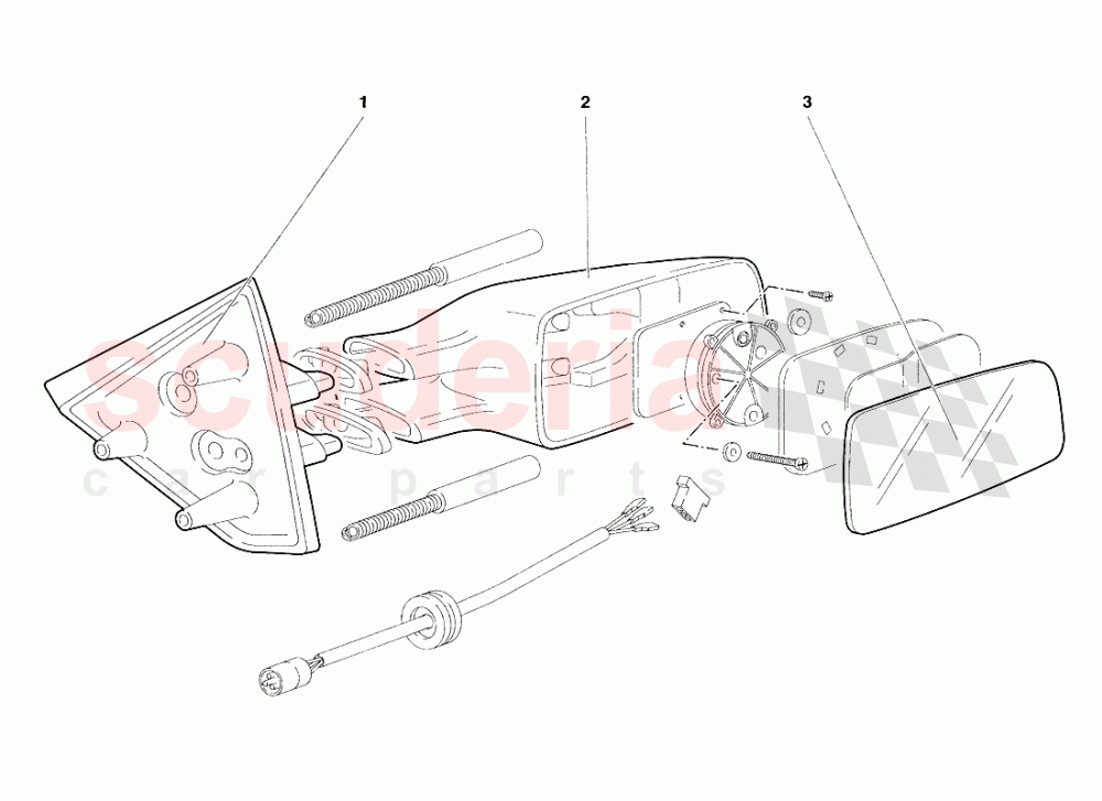 External Rear View Mirrors (Valid for R.H.D. Version - January 1995) of Lamborghini Lamborghini Diablo SE30 (1993-1995)