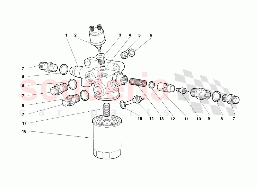 Engine Oil Filter and Thermostat (Valid for USA and Canada - November 1998) of Lamborghini Lamborghini Diablo SV (1998)