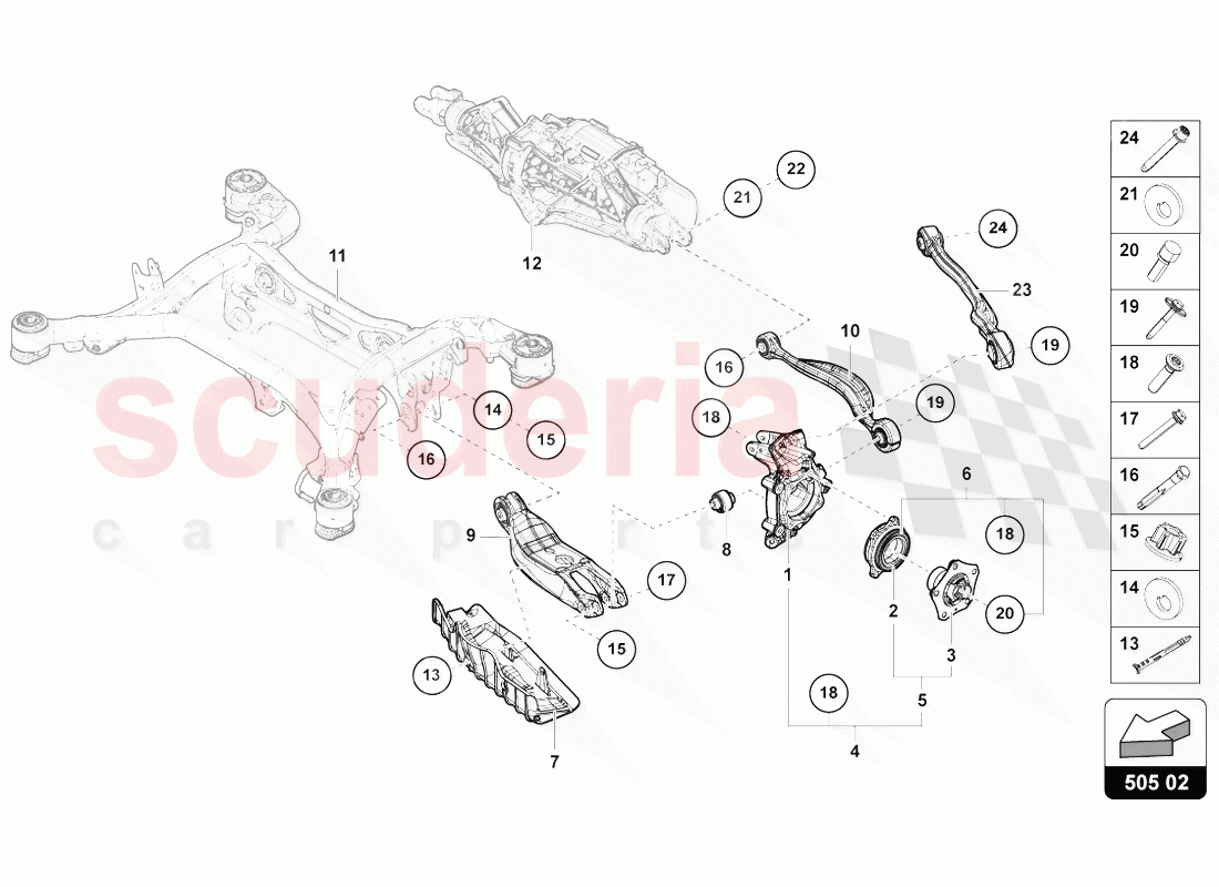 WHEEL HUB WITH BEARING AND CONTROL ARM of Lamborghini Lamborghini Urus