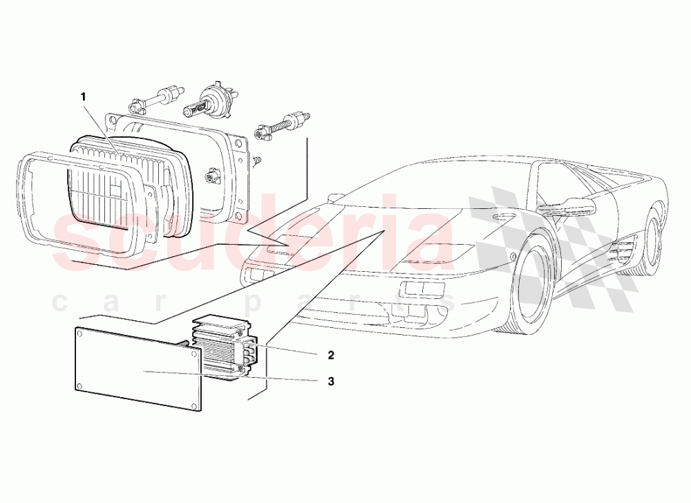 Lights (Valid for R.H.D. Version - April 1994) of Lamborghini Lamborghini Diablo VT (1993-1998)